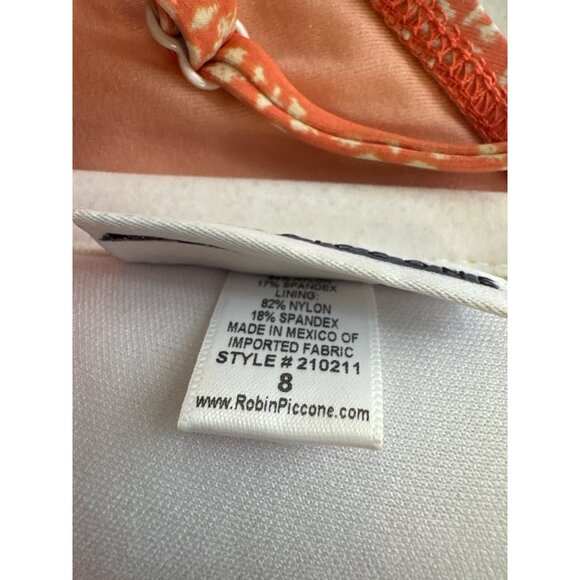 Robin Piccone Ava swimsuit Plunge Neck Tie-Front 1 pc Orange womens size 8 new - Picture 5 of 6